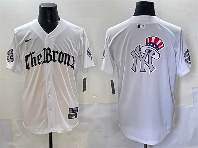 Mens New York Yankees Team Big Logo White Gothic Legacy Edition Vapor Premier Limited Stitched Baseball Jersey