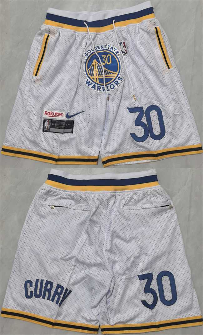 Mens Golden State Warriors #30 Stephen Curry White Shorts(Run Small)