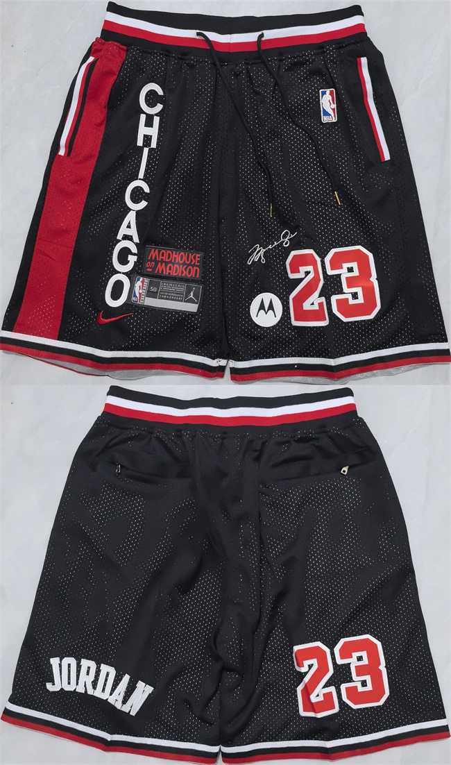 Mens Chicago Bulls #23 Michael Jordan Black 2025 Shorts (Run Small)