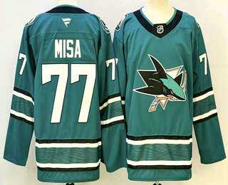 Mens San Jose Sharks #77 Michael Misa Teal Authentic Jersey