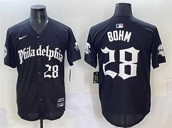 Mens Philadelphia Phillies #28 Alec Bohm Black Gothic Vapor Limited Stitched Jersey