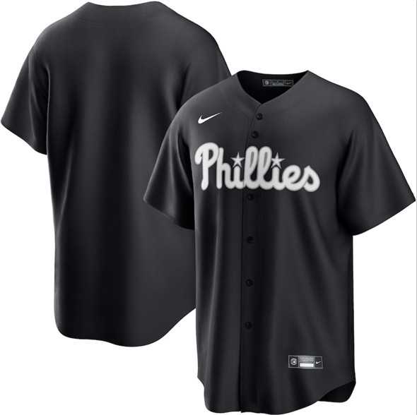 Mens Philadelphia Phillies Blank Black Lights Out Limited Stitched Baseball Jersey Dzhi