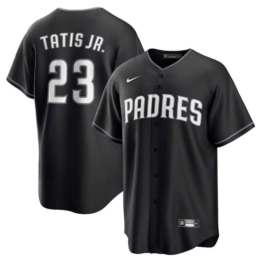 Mens San Diego Padres #23 Fernando Tatis Jr. Black Limited Stitched Baseball Jersey Dzhi
