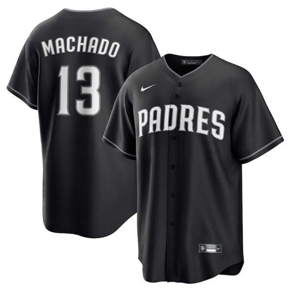Mens San Diego Padres #13 Manny Machado Black Lights Out Limited Stitched Baseball Jersey Dzhi