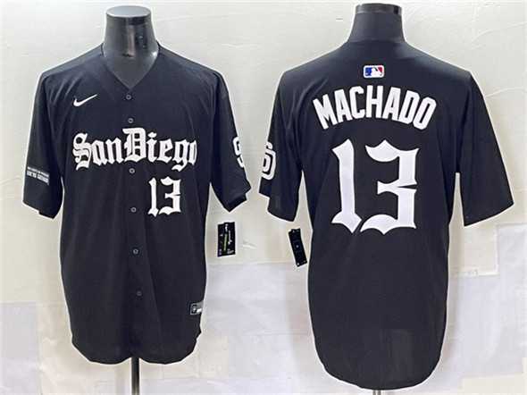 Mens San Diego Padres #13 Manny Machado Black Gothic Edition Vapor Limited Stitched Baseball Jersey