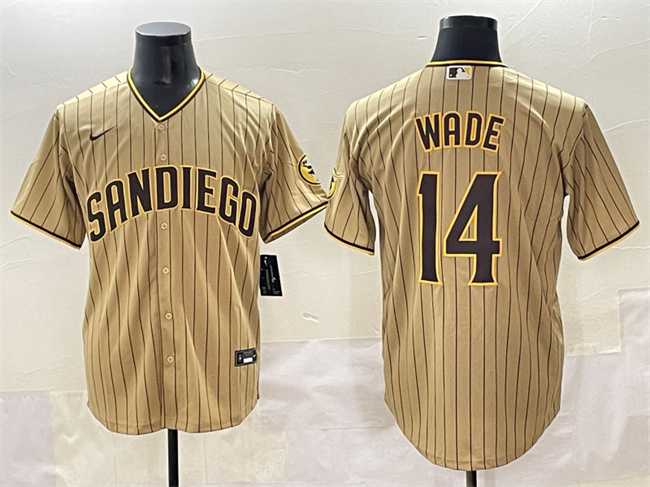 Mens San Diego Padres #14 Tyler Wade Tan Cool Base Stitched Baseball Jersey
