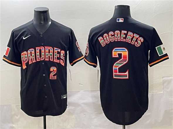 Mens San Diego Padres #2 Xander Bogaerts Black Mexico Cool Base Stitched Baseball Jersey Dzhi