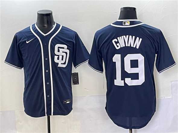 Mens San Diego Padres #19 Tony Gwynn Navy Cool Base Stitched Baseball Jersey