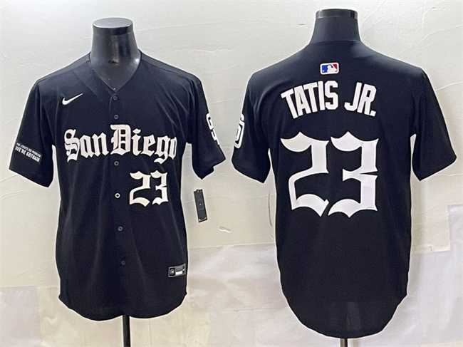 Mens San Diego Padres #23 Fernando Tatis Jr. Black Gothic Edition Vapor Limited Stitched Baseball Jersey