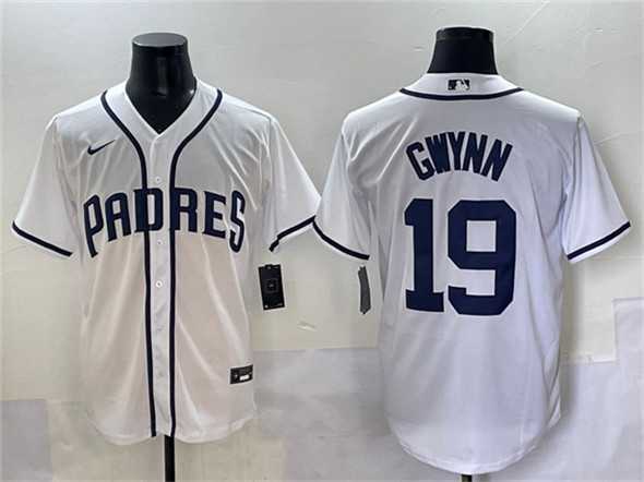 Mens San Diego Padres #19 Tony Gwynn White Cool Base Stitched Baseball Jersey