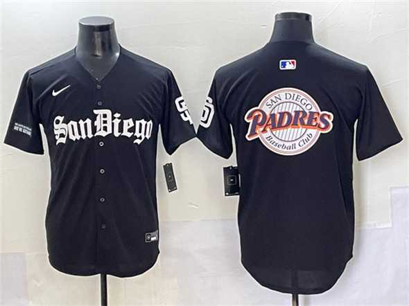 Mens San Diego Padres Team Big Logo Black Gothic Edition Vapor Limited Stitched Baseball Jersey
