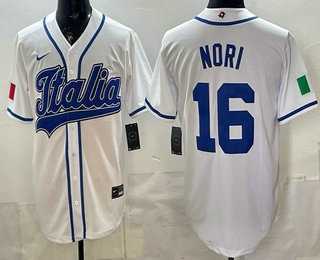 Mens Italy #16 Dante Nori White 2026 World Baseball Classic Cool Base Jersey
