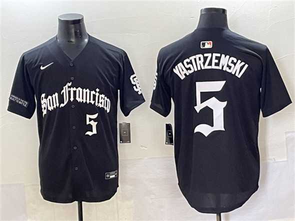 Mens San Francisco Giants #5 Mike Yastrzemski Black Gothic Fog Edition Vapor Premier Limited Stitched Baseball Jersey