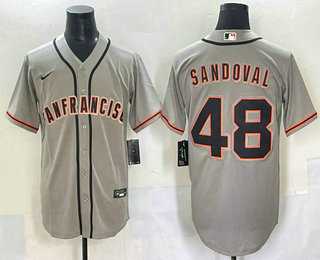 Mens San Francisco Giants #48 Pablo Sandoval Grey Cool Base Stitched Jersey