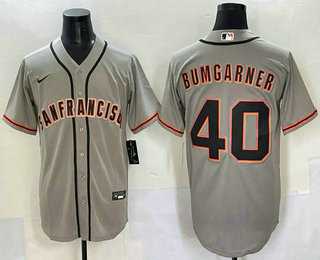 Mens San Francisco Giants #40 Madison Bumgarner Grey Cool Base Stitched Jersey