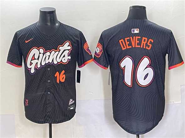Mens San Francisco Giants #16 Rafael Devers Anthracite 2025 City Connect Limited Stitched Baseball Jersey