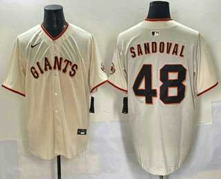 Mens San Francisco Giants #48 Pablo Sandoval Cream Limited Stitched Jersey