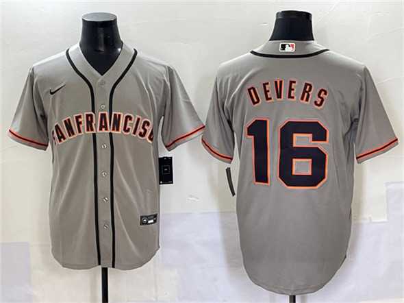 Mens San Francisco Giants #16 Rafael Devers Gray Cool Base Stitched Baseball Jersey