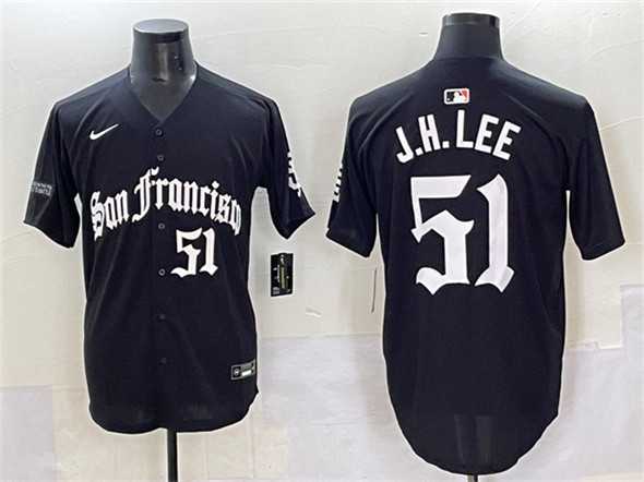 Mens San Francisco Giants #51 Jung Hoo Lee Black Gothic Fog Edition Vapor Premier Limited Stitched Baseball Jersey