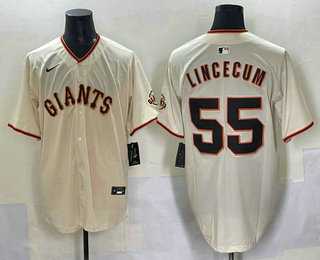 Mens San Francisco Giants #55 Tim Lincecum Cream Limited Stitched Jersey