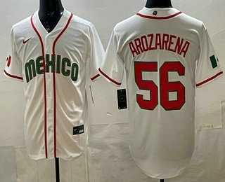 Mens Mexico #56 Randy Arozarena White 2026 World Baseball Classic Cool Base Jersey