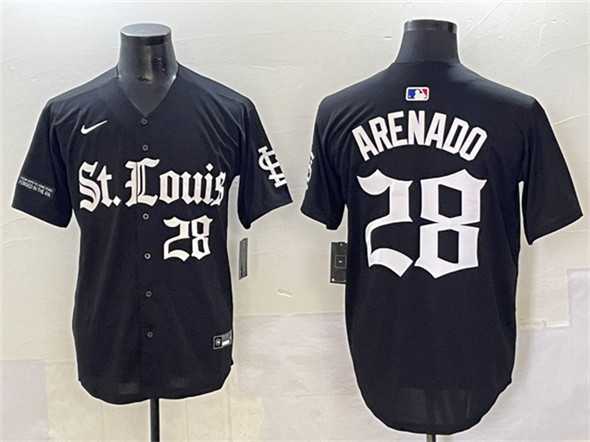 Mens St. Louis Cardinals #28 Nolan Arenado Black Gothic Legacy Edition Vapor Premier Limited Stitched Baseball Jersey