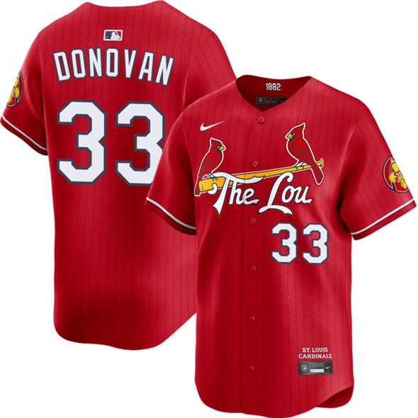 Mens St. Louis Cardinals #33 Brendan Donovan Red 2024 City Connect Limited Stitched Baseball Jersey Dzhi