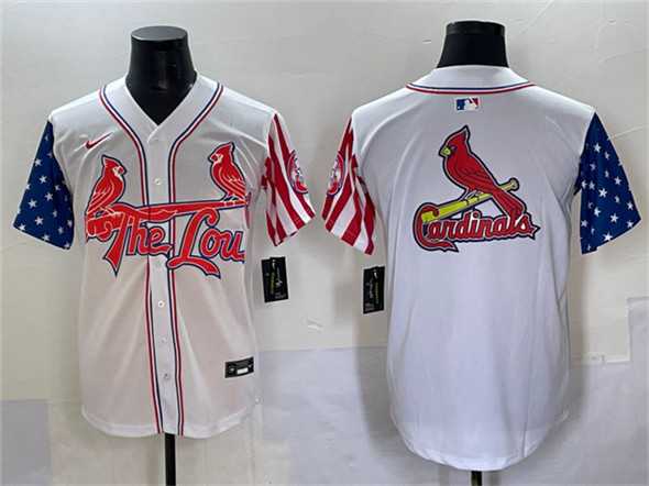 Mens St. Louis Cardinals Team Big Logo White Independence Day Vapor Premier Limited Stitched Baseball Jerseys