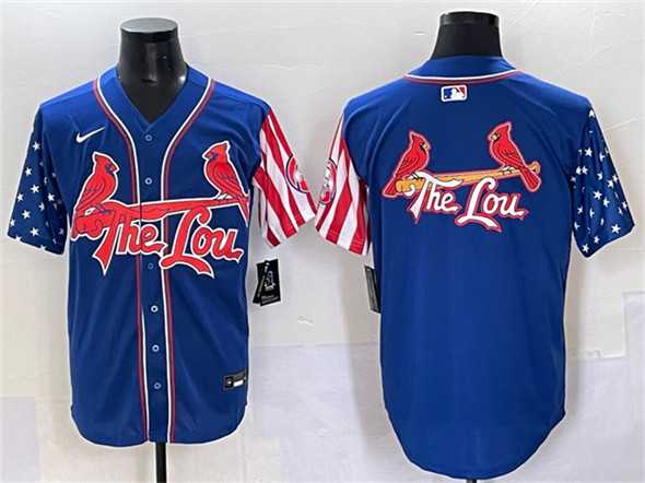 Mens St. Louis Cardinals Team Big Logo Royal Independence Day Vapor Premier Limited Stitched Baseball Jerseys