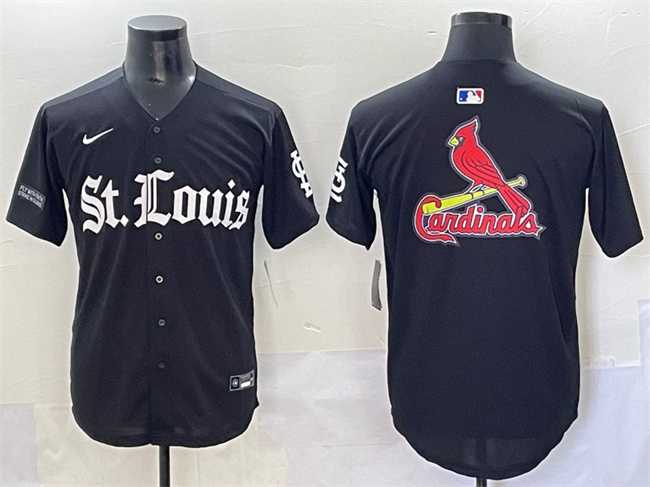 Mens St. Louis Cardinals Team Big Logo Black Gothic Legacy Edition Vapor Premier Limited Stitched Baseball Jersey