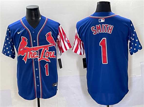Mens St. Louis Cardinals #1 Ozzie Smith Royal Independence Day Vapor Premier Limited Stitched Baseball Jersey