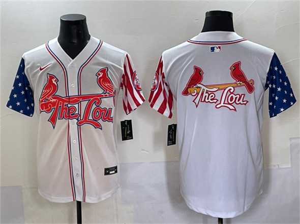 Mens St. Louis Cardinals Team Big Logo White Independence Day Vapor Premier Limited Stitched Baseball Jersey