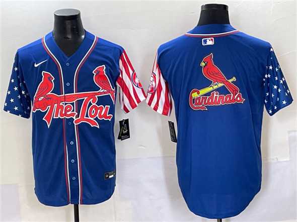 Mens St. Louis Cardinals Team Big Logo Royal Independence Day Vapor Premier Limited Stitched Baseball Jersey