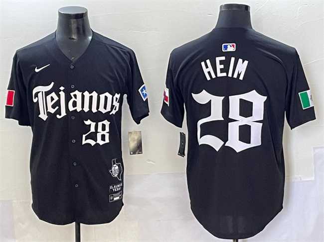Mens Texas Rangers #28 Jonah Heim Black Gothic Mexico 2025 Vapor Premier Limited Stitched Baseball Jersey