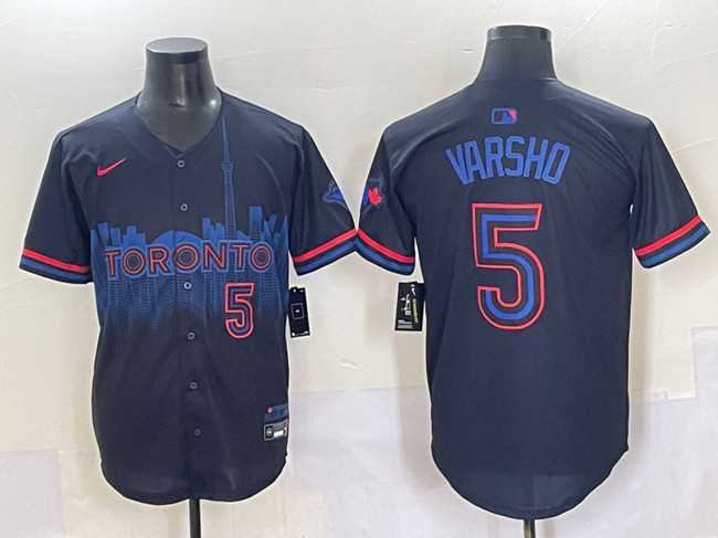Mens Toronto Blue Jays #5 Daulton Varsho Navy 2024 City Connect Limited Stitched Baseball Jersey