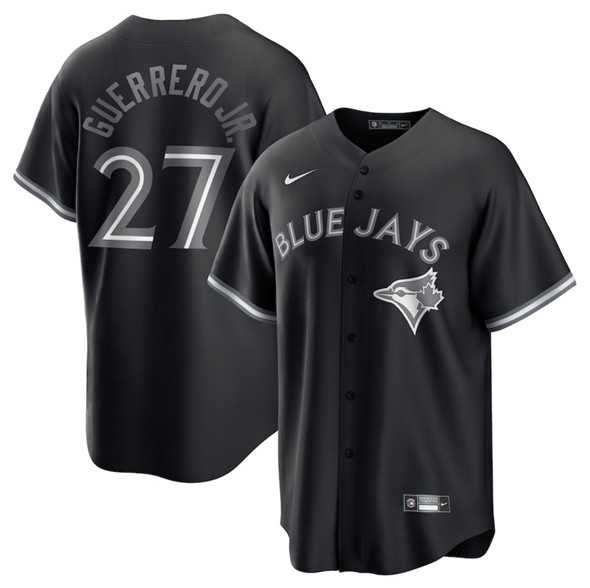 Mens Toronto Blue Jays #27 Vladimir Guerrero Jr. Black Lights Out Limited Stitched Jersey Dzhi