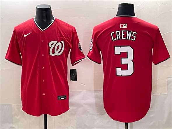 Mens Washington Nationals #3 Dylan Crews Red Limited Stitched Baseball Jersey