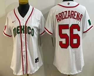Womens Mexico #56 Randy Arozarena White 2026 World Baseball Classic Cool Base Jersey