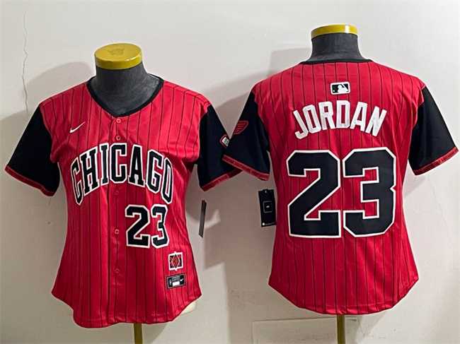 Womens Chicago White Sox #23 Michael Jordan Red Black 2025 City Connect Limited Stitched Baseball Jersey(Run Small)