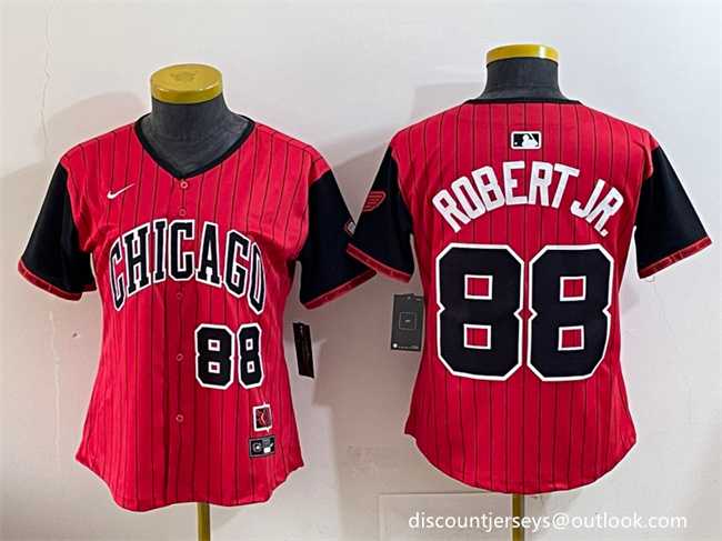 Womens Chicago White Sox #88 Luis Robert Jr. Red Black 2025 City Connect Limited Stitched Baseball Jersey(Run Small)