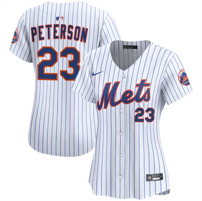 Womens New York Mets #23 David Peterson White 2025 Home Limited Stitched Baseball Jersey(Run Small) Dzhi