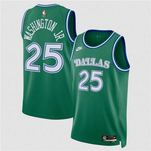 Mens Dallas Mavericks #25 P.J. Washington Green 2025 Classic Edition Stitched Jersey Dzhi