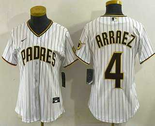 Womens San Diego Padres #4 Luis Arraez White Cool Base Stitched Jersey