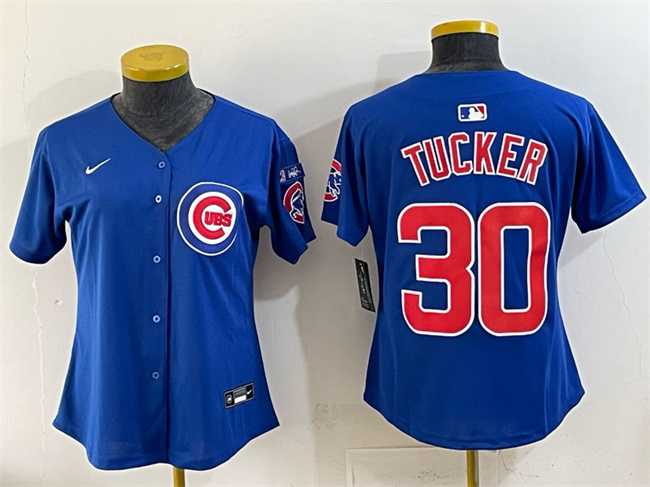 Womens Chicago Cubs #30 Kyle Tucker Royal Ryne Sandberg Tribute Vapor Limited V3 Stitched Jersey
