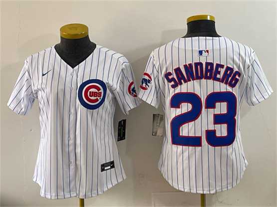 Womens Chicago Cubs #23 Ryne Sandberg White Home Limited Stitched Jersey