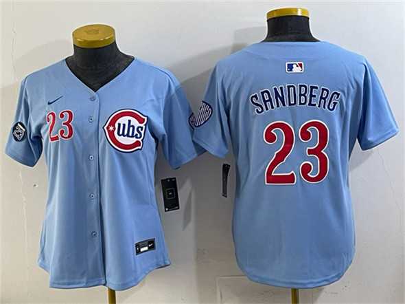 Womens Chicago Cubs #23 Ryne Sandberg Blue Ryne Sandberg Tribute Vapor Limited V2 Stitched Jersey