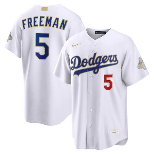 Mens Los Angeles Dodgers #5 Freddie Freeman Nike White 2026 Gold Collection Stadium Jersey Dzhi