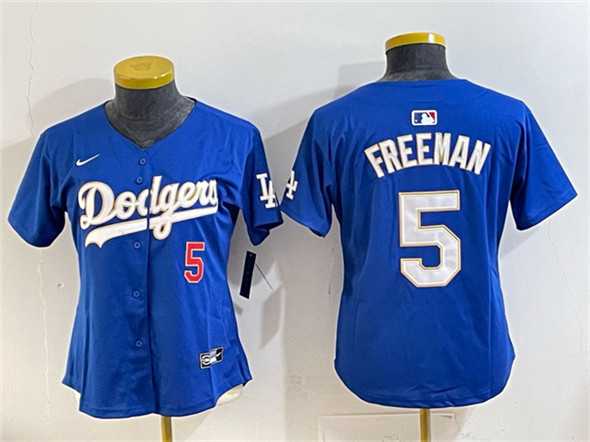 Womens Los Angeles Dodgers #5 Freddie Freeman Royal Gold Limited Stitched Jersey