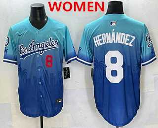 Womens Los Angeles Dodgers #8 Enrique Hernandez Blue 2025 City Connect Limited Stitched Jersey
