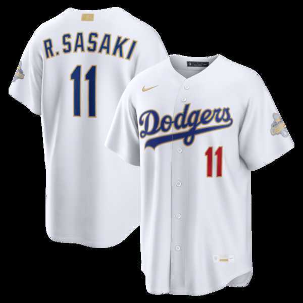 Mens Los Angeles Dodgers #11 Roki Sasaki Nike White 2026 Gold Collection Stadium Jersey Dzhi
